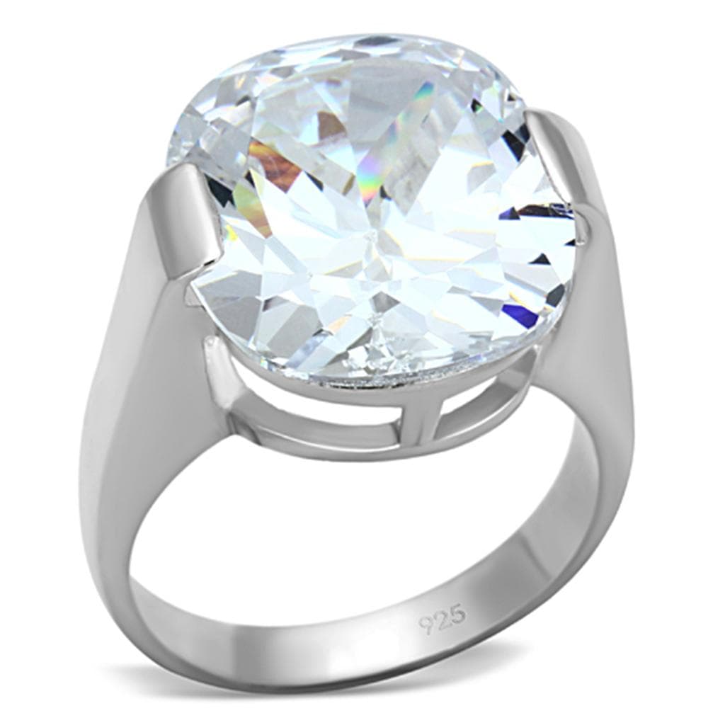 Sterling Silver CZ Round Oversized Prong Solitaire Ring