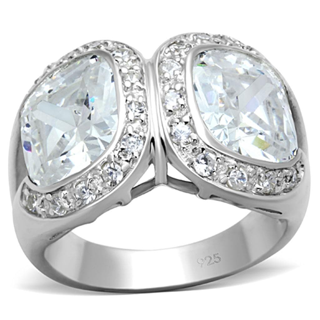 Sterling Silver CZ Double Pear Pave Cocktail Ring