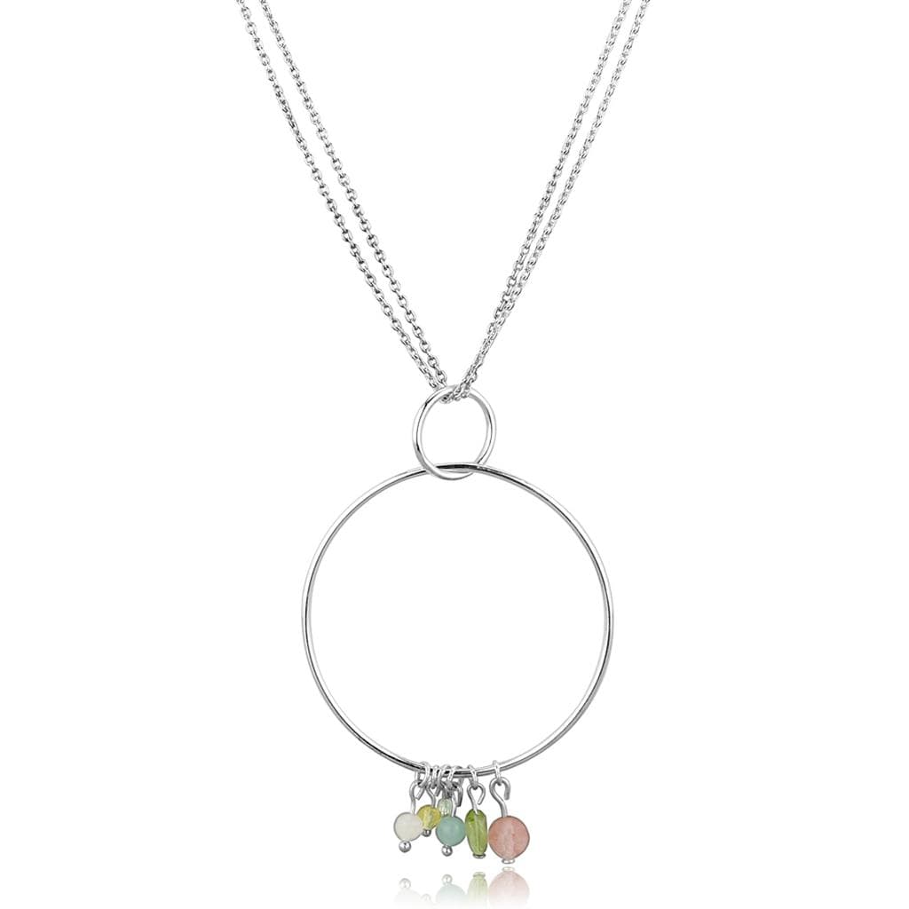 Sterling Silver CZ Circle Gem Necklace | The Stainless Jewelry