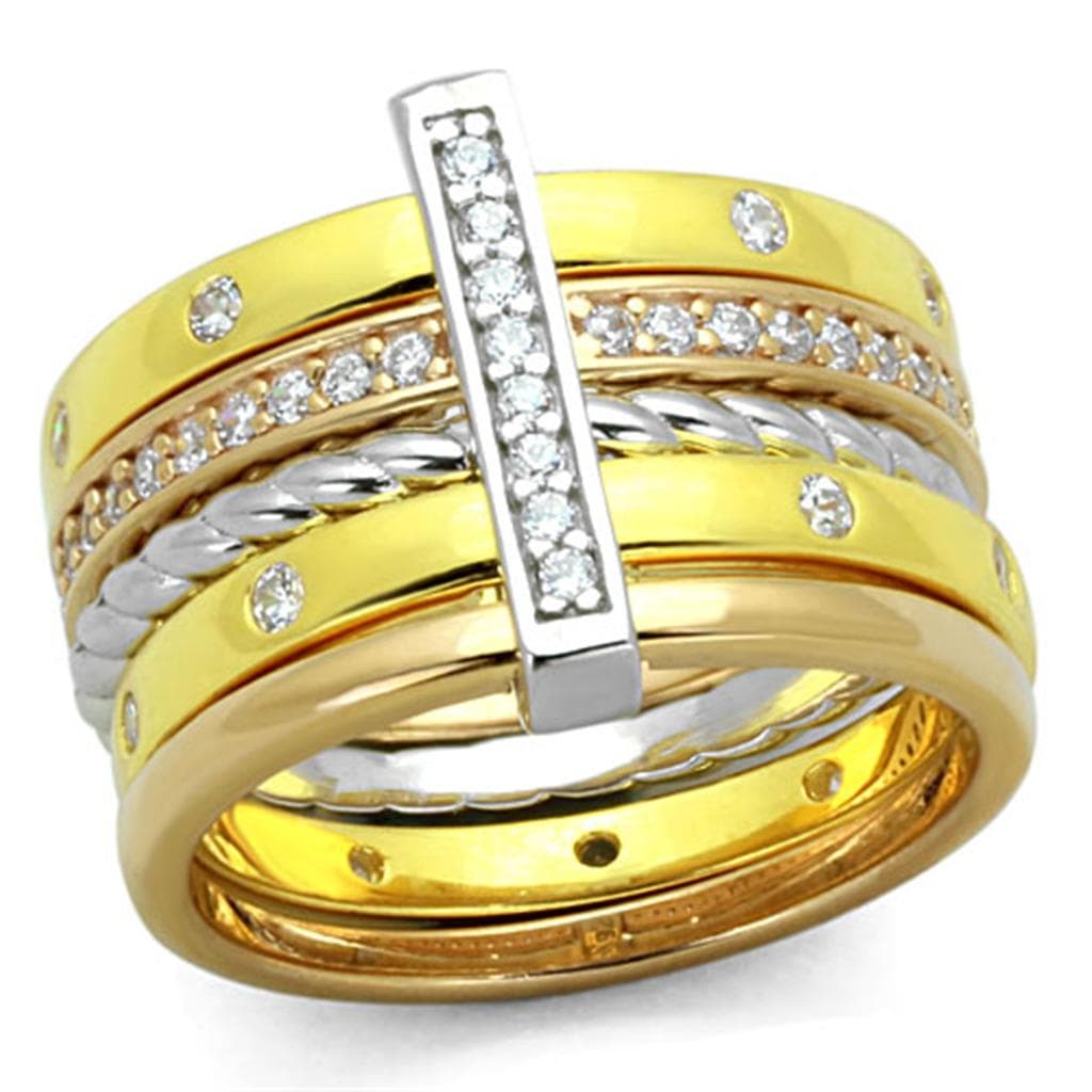 Sterling Silver Channel Two Tone Ring | The Stainless Jewelry