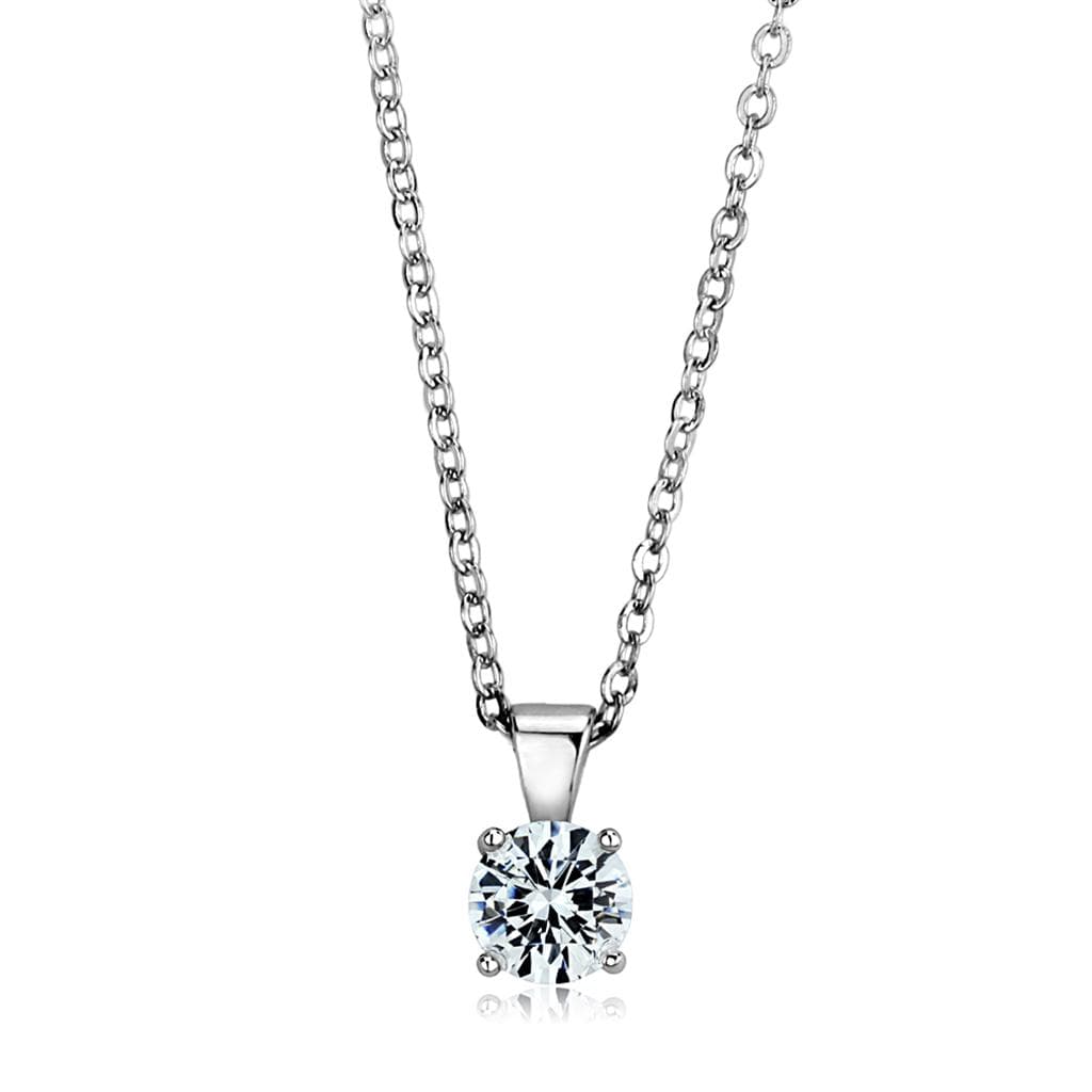 Sterling Silver Round Solitaire Drop Pendant
