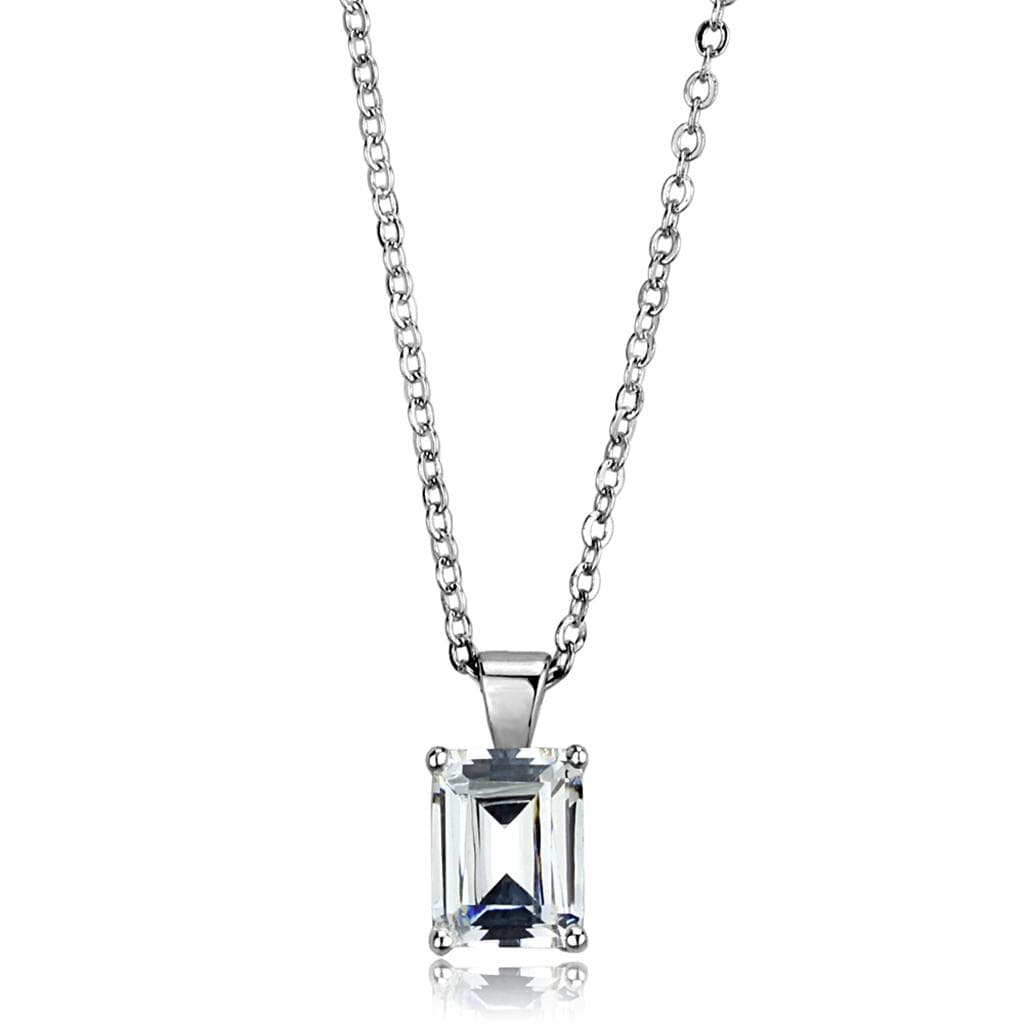 Sterling Silver Emerald Cut Drop Pendant | The Stainless Jewelry