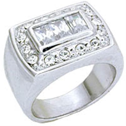 Sterling Silver CZ Princess Cut Pave Signet Ring
