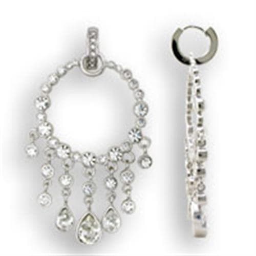 Sterling Silver CZ Circle Chandelier Drop Earrings