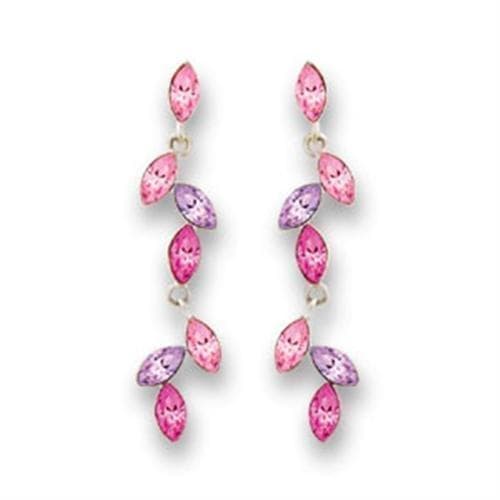 Sterling Silver Pink CZ Marquise Cascade Drop Earrings