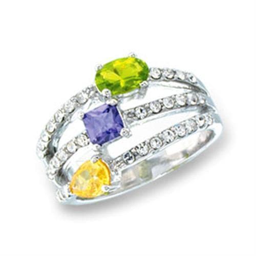 Sterling Silver Multi Color Gemstone CZ Infinity Twist Ring