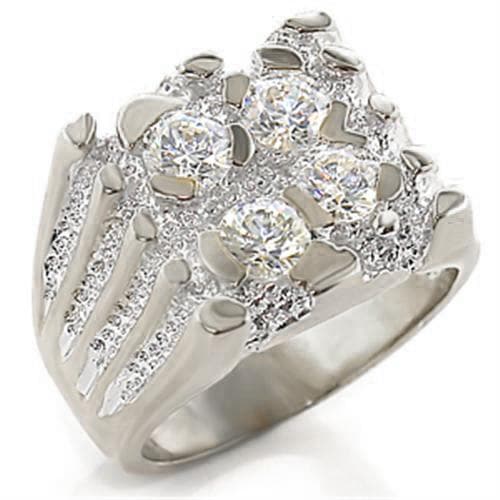 Sterling Silver CZ Round Cluster Layered Dome Cocktail Ring