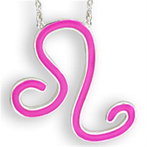 Brass Brass Pink Enamel Leo Zodiac Pendant Necklace