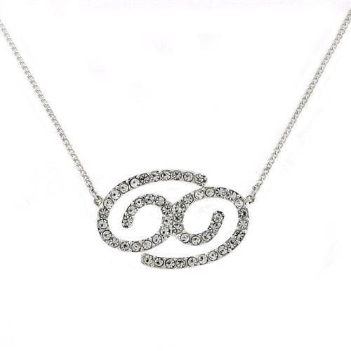 Brass Silver CZ Cancer Zodiac Symbol Pendant Necklace