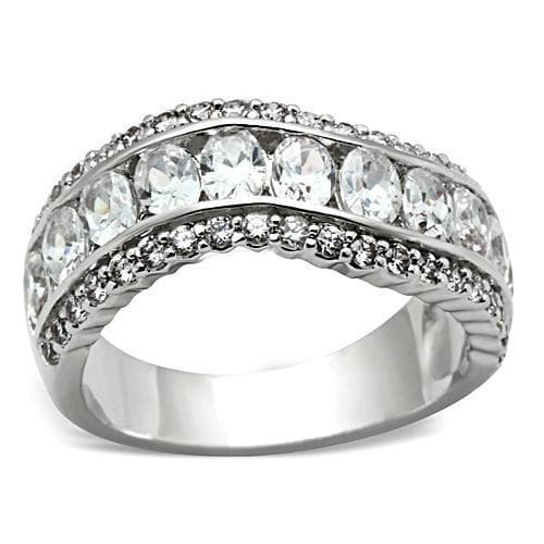 Sterling Silver CZ Round Pave Double Row Eternity Band Ring