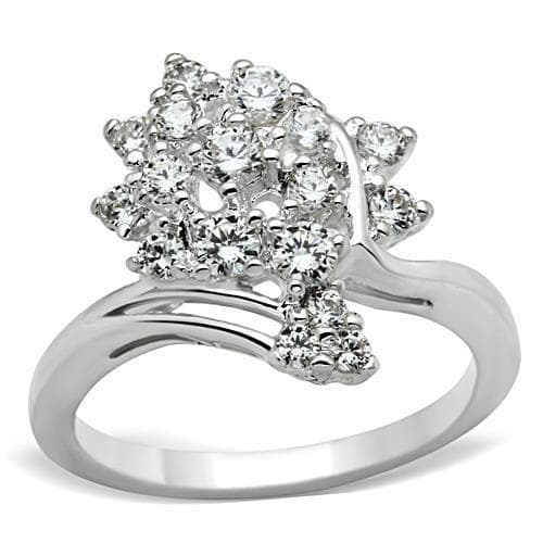 Sterling Silver CZ Round Starburst Cluster Ring