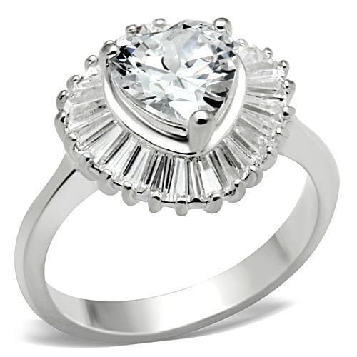 Sterling Silver CZ Pear Baguette Ballerina Halo Ring