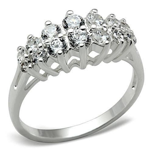Sterling Silver CZ Oval Five Stone Graduated Band Ring