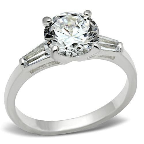 Sterling Silver CZ Baguette Solitaire Ring