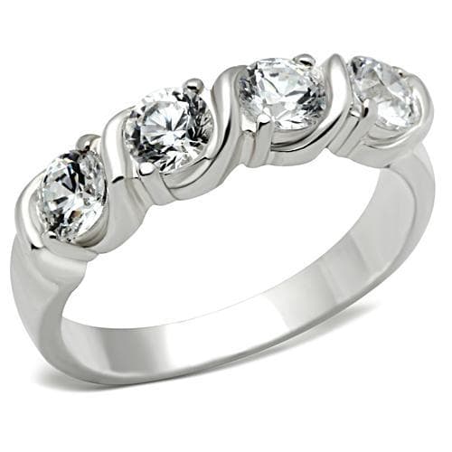 Sterling Silver CZ Five Stone S-Wave Ring | The Stainless Jewelry