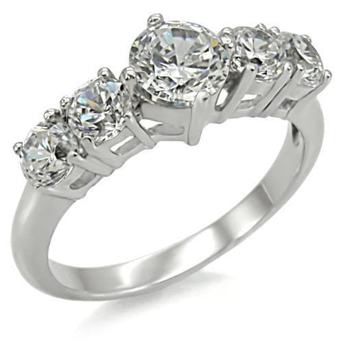 Stainless Steel Stainless Steel CZ Round Five Stone Ring