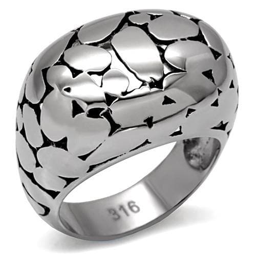 Stainless Steel Polished Heart Pattern Dome Ring
