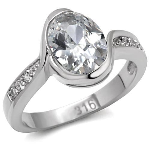 Stainless Steel CZ Oval Pave Bypass Ring | The Stainless Jewelry