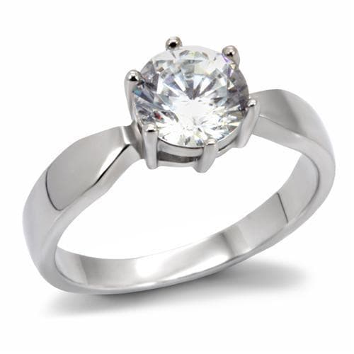 Stainless Steel CZ Round Oversized Solitaire Classic Ring