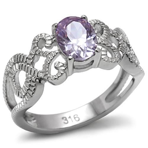 Stainless Steel Lavender Oval Filigree Scroll Ring