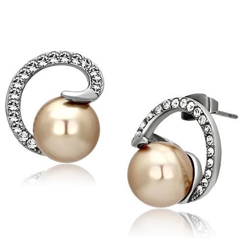 Stainless Steel Pearl Crescent Earrings | The Stainless Jewelry