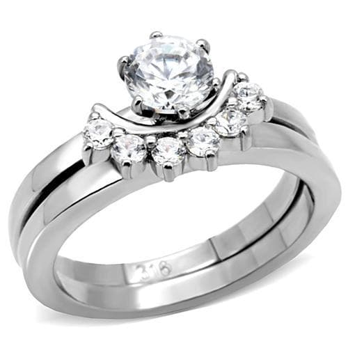 Stainless Steel CZ Bridal Set Guard Ring | The Stainless Jewelry