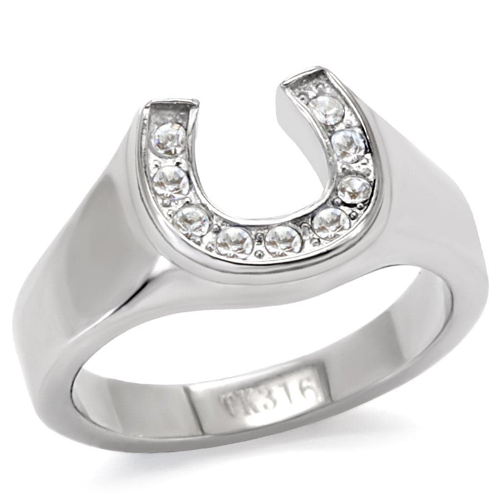 Stainless Steel CZ Horseshoe Signet Ring | The Stainless Jewelry