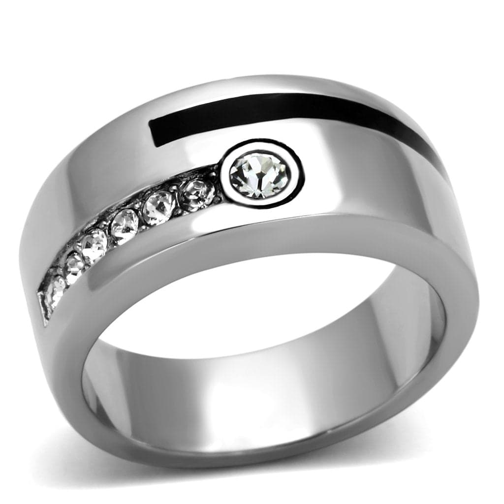 Stainless Steel CZ Bezel Channel Band Ring