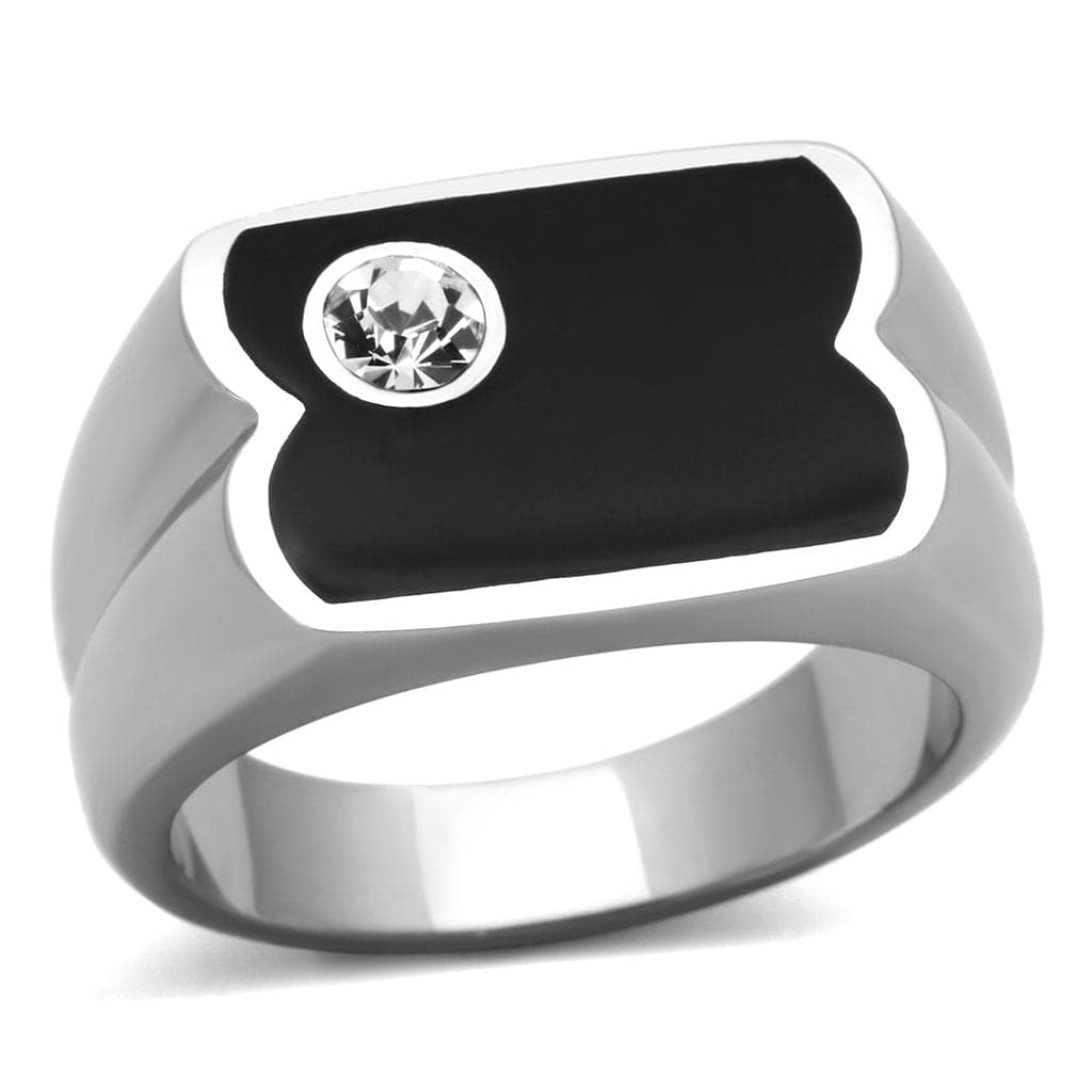 Stainless Steel Onyx CZ Weave Signet Ring | The Stainless Jewelry
