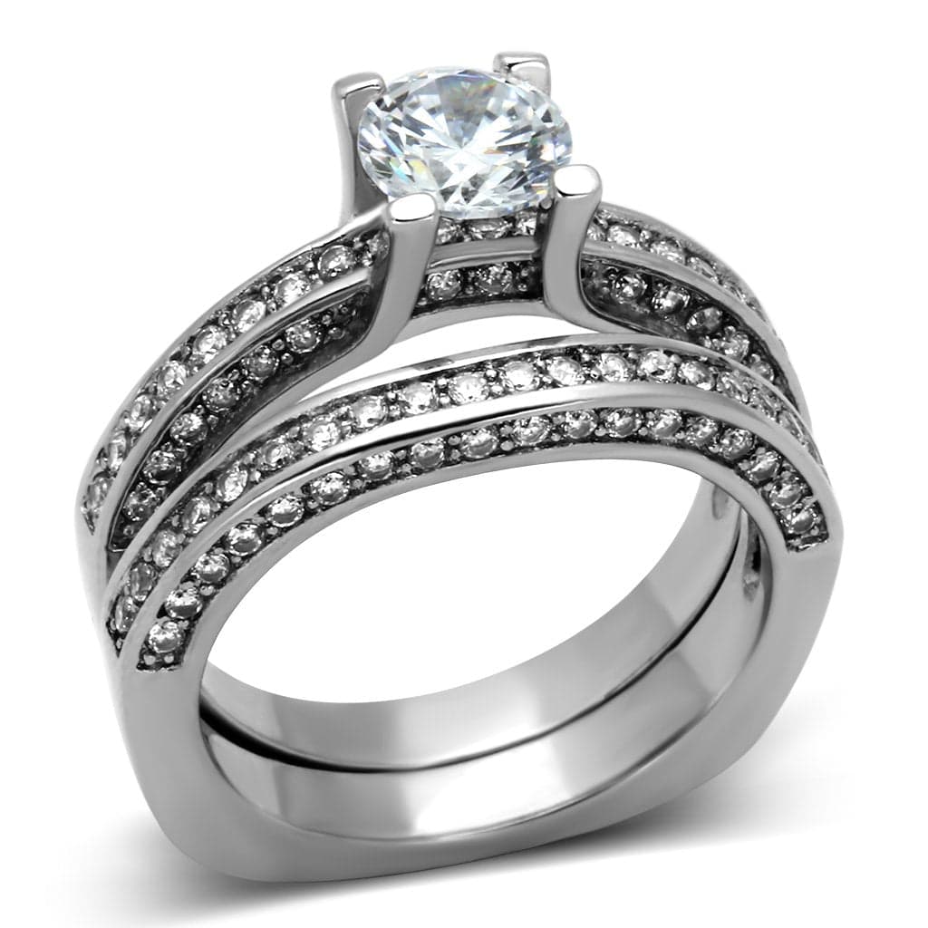 Stainless Steel Wide Channel Bridal Ring | The Stainless Jewelry