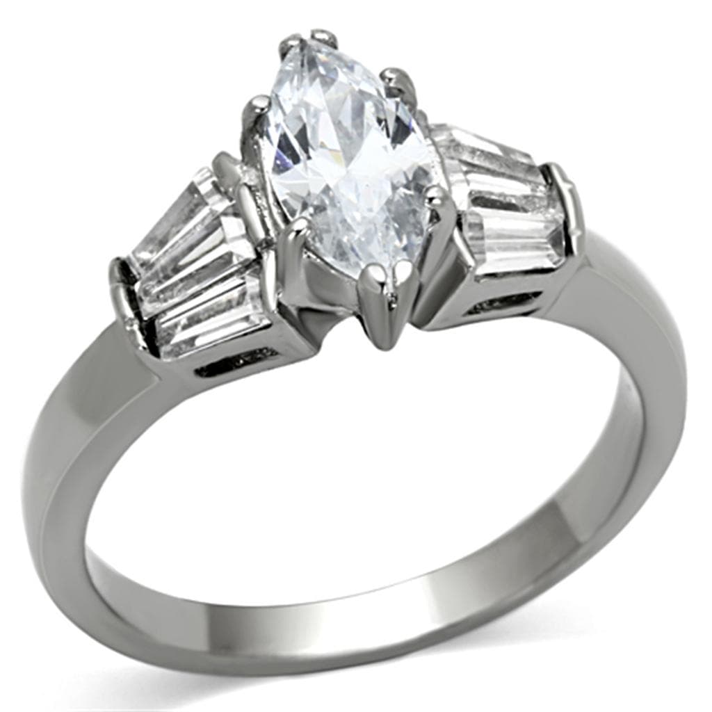 Stainless Steel Marquise Baguette CZ Ring | The Stainless Jewelry