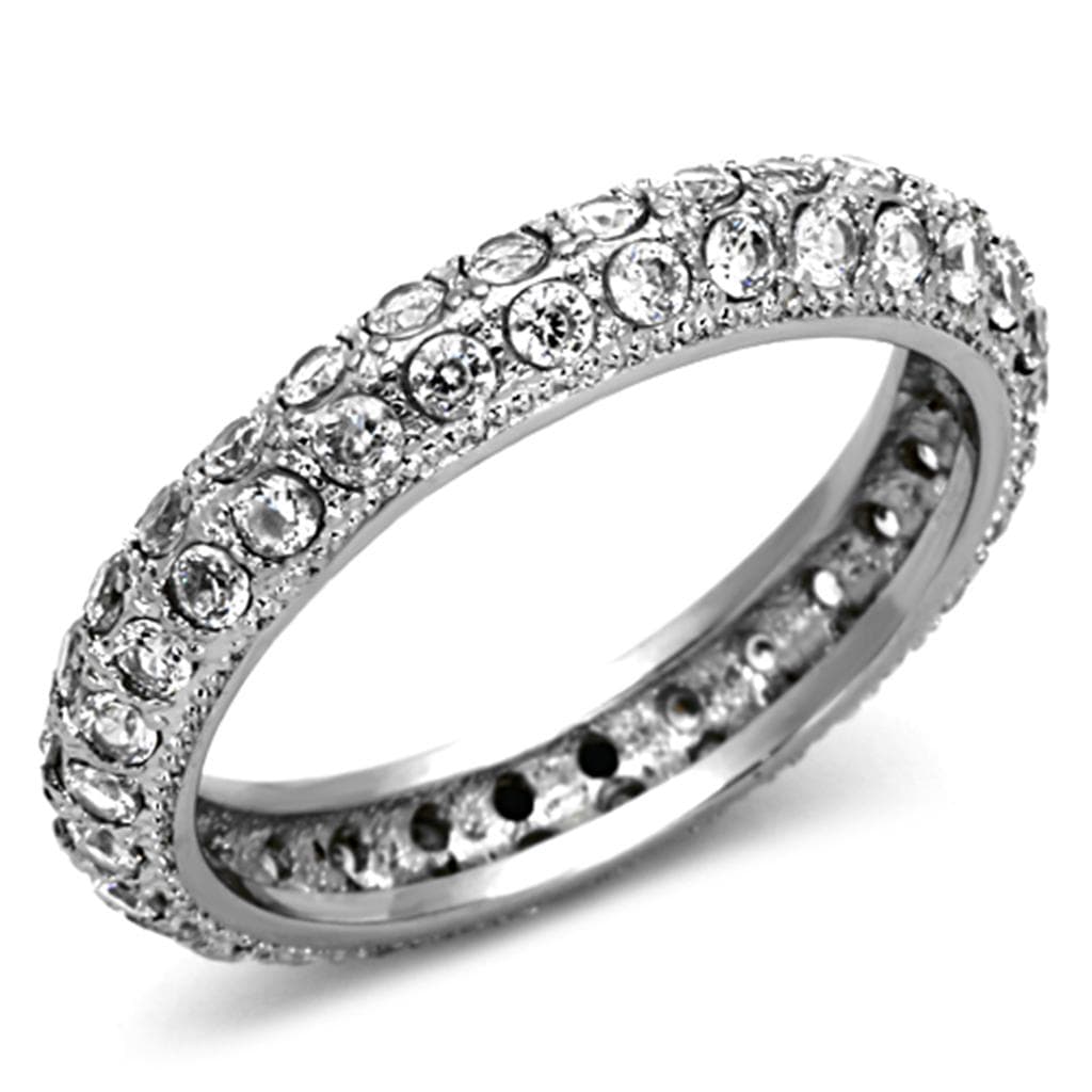 Stainless Steel CZ Multi Row Pave Eternity Band Ring
