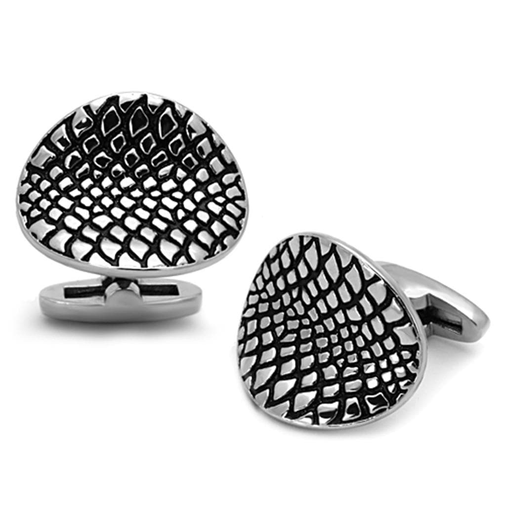 Stainless Steel Snakeskin Diamond Cufflink