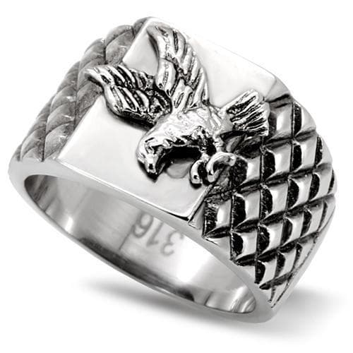 Stainless Steel Eagle Scale Pattern Wide Band Ring
