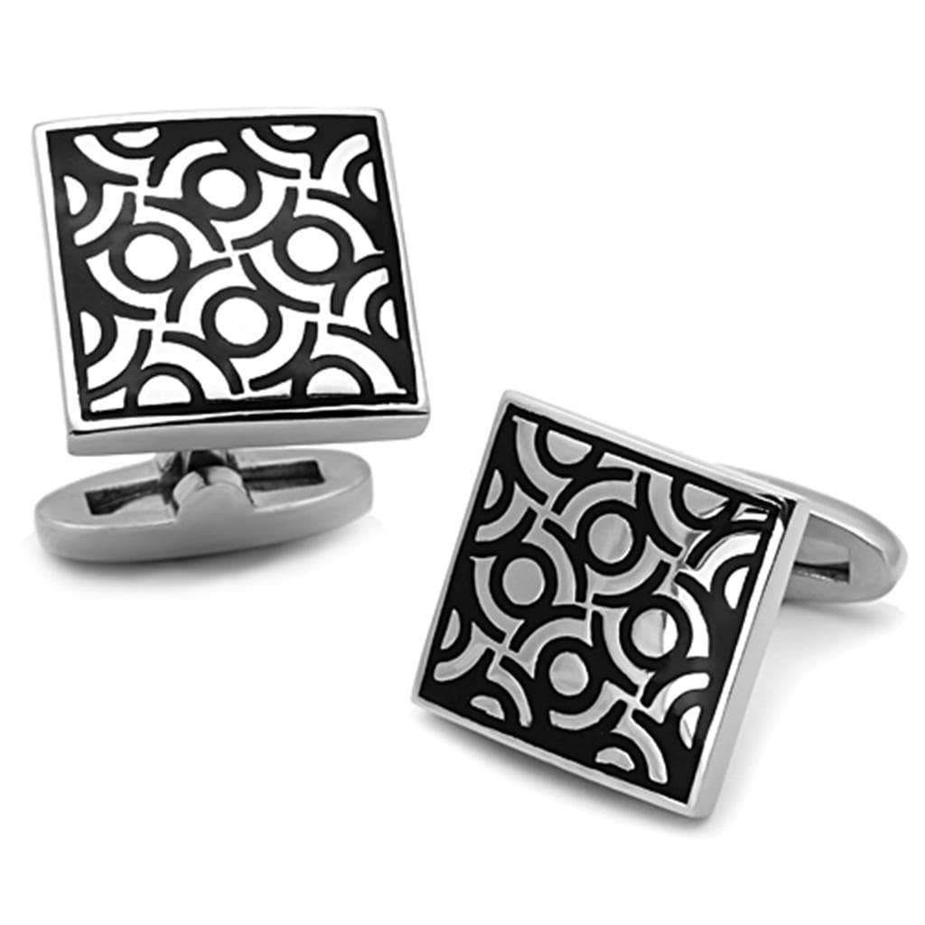 Stainless Steel Circle Swirl Pattern Square Bracelet