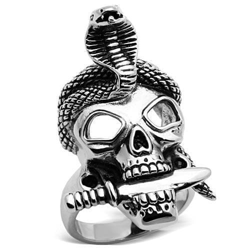 Stainless Steel Skull Cobra Snake Dagger Ring