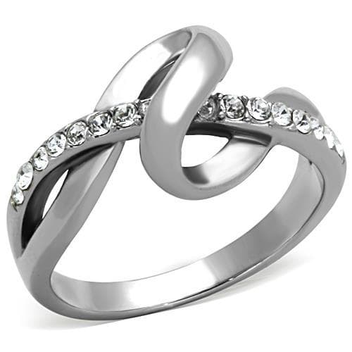 Stainless Steel CZ Pave Knot Crossover Ring