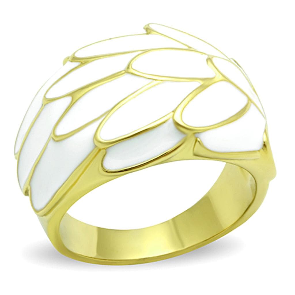 Stainless Steel White Enamel Wing Cage Ring