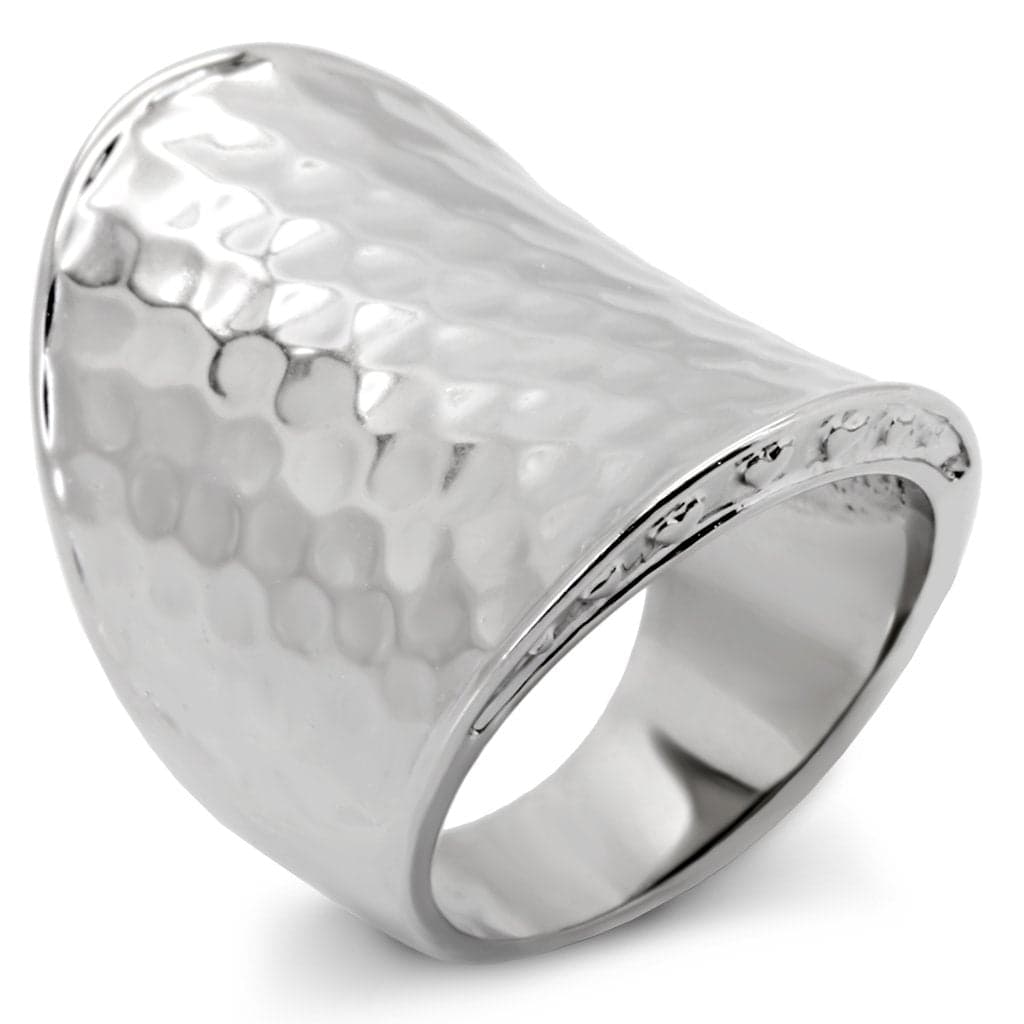 Stainless Steel Hammered Texture Wide Dome Ring
