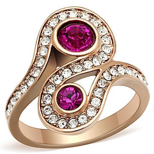 Stainless Steel Rose Gold Pink Crystal CZ Infinity Ring