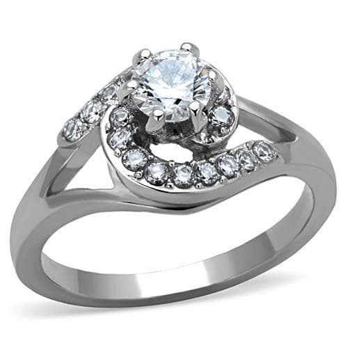 Stainless Steel Solitaire Pavé Slim Ring | The Stainless Jewelry