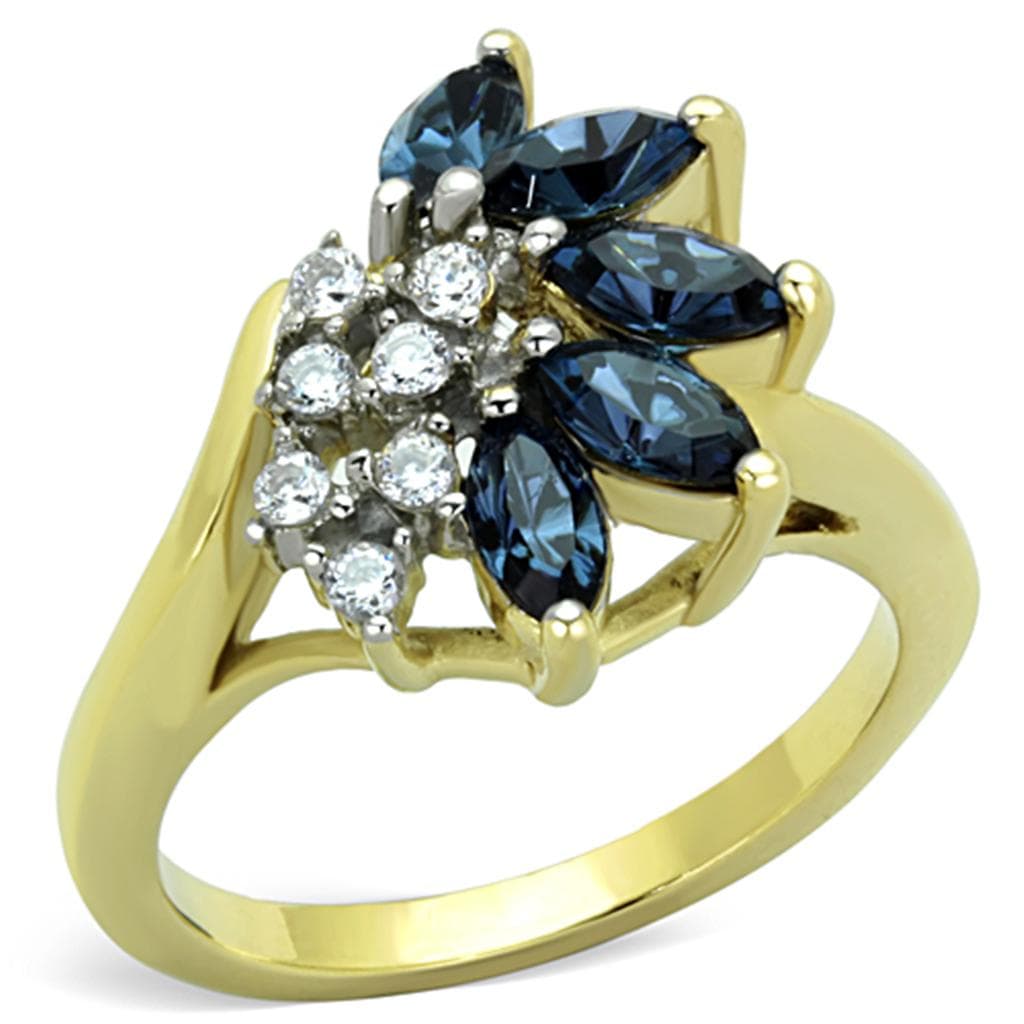 Stainless Steel Sapphire Flower Ring | The Stainless Jewelry