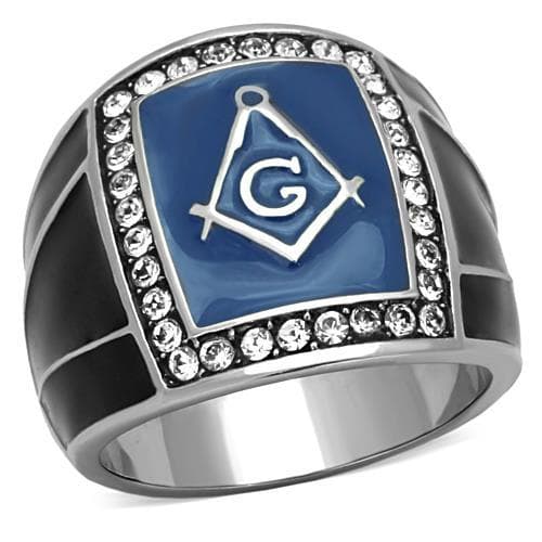 Stainless Steel Masonic Blue Enamel Ring | The Stainless Jewelry