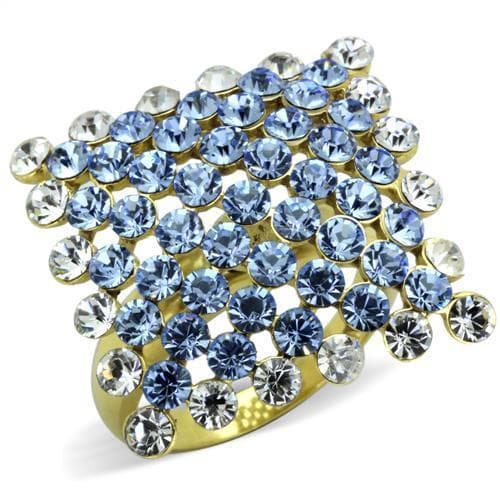 Stainless Steel Blue Crystal Cascade Ring | The Stainless Jewelry