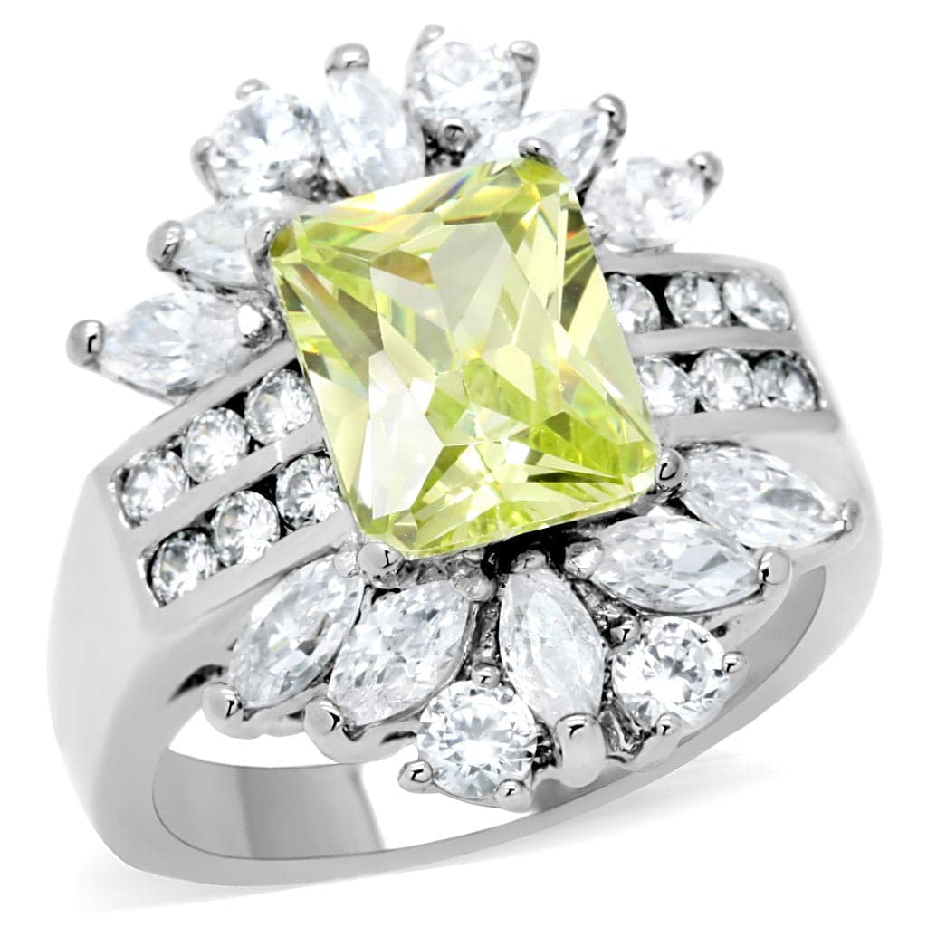 Stainless Steel Yellow Princess CZ Marquise Starburst Ring