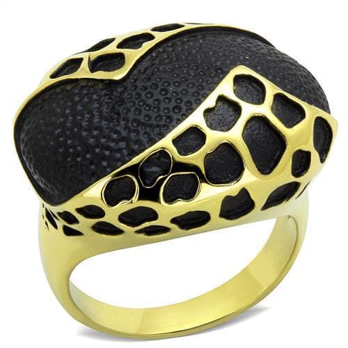 Stainless Steel Gold IP Leopard Print Ring