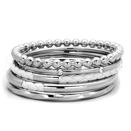 Stainless Steel Multi Bangle Stack Set Beaded Braided Bracelet