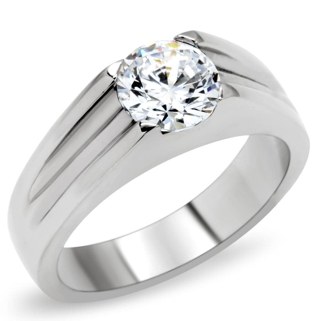 Stainless Steel Round Ribbed Wide Ring | The Stainless Jewelry