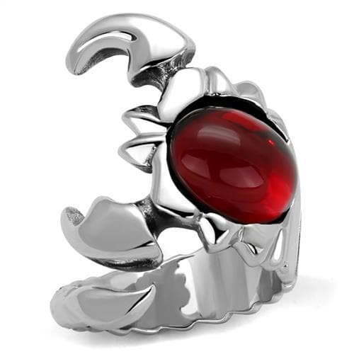 Stainless Steel Scorpion Red Cabochon Ring