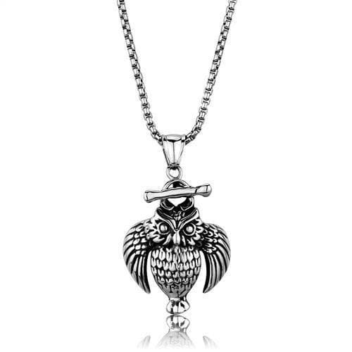Stainless Steel Owl Figure Pendant Necklace